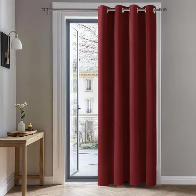 Produktbild von Blickdichte Thermogardine mit Ösen 229x132 cm Rot 1 Stück