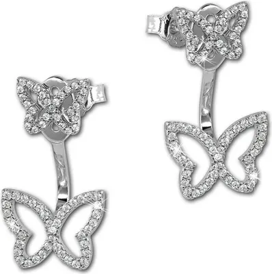 Produktbild von SilberDream Ear Cuff Schmetterling Zirkonia weiß Ohrstecker 925 Silber D2GSO448W
