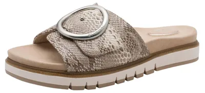 Produktbild von Tamaris Damen Wide Fit Pantoletten flach mit Klettverschluss und Schnalle, beige