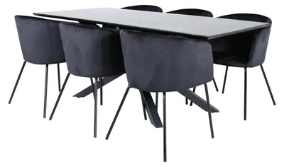 Produktbild von Essgruppe Esstisch Piazza 180 x 90 mit Stühlen Berit - Schwarz