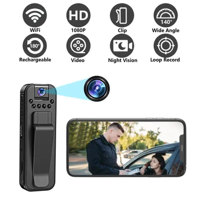 Produktbild von HD 1080P WIFI Miniatur-Camcorder Kleine Körperkamera Polizeikamera mit Rückenclip Infrarot-Nachtsicht Videoüberwachungs-Camcorder