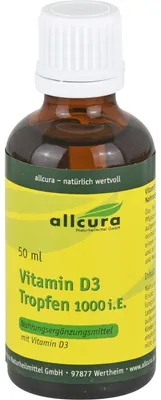 Obrázok produktu pre Allcura 1000 I.U. vitamín D3 kvapky, 50 ml roztok