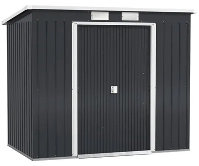 Image de Abri de jardin en acier galvanisé 213 x 130 x 172 cm, abri de jardin métallique avec porte coulissante et aération, gris foncé, abri de jardin de haute qualité résistant aux intempéries