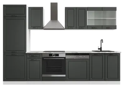 Produktbild von Küchenzeile Vicco R-Line Anthrazit Landhaus/Weiß 300 cm ohne Arbeitsplatte, Model 37252