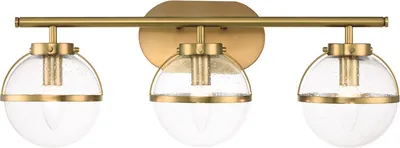 Produktbild von Wandlampe Metall Glas E14 IP44 B: 60,6 cm in Messing Antik 3-flammig Kugelschirm Jugendstil Wandleuchte Bad