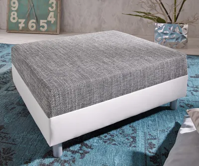 Produktbild von DELIFE Hocker Clovis B98 x T83 Weiss/Hellgrau Modul Strukturstoff