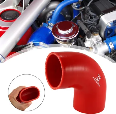 Image de 70mm 2.76" Diamètre Interne 90 Degré Silicone Tuyau Coupleur Tube pour Voiture Rouge