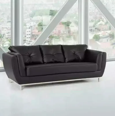 Produktbild von Schwarze Dreisitzer Couch Luxus Möbel Modernes Sofa Polster Ledercouch