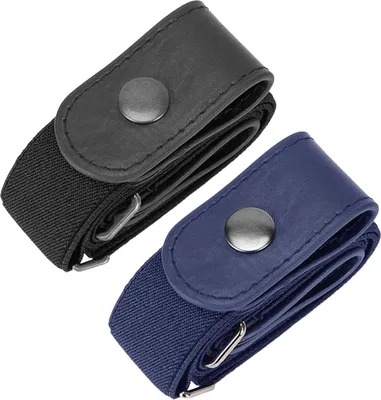 Produktbild von OKWISH Gürtel, 2er Set Dehnbarer Gürtel ohne Schnalle, Elastischer Taillengürtel für Damen & Herren, Stretch Gürtel ohne Buckle, Schwarz + Blau