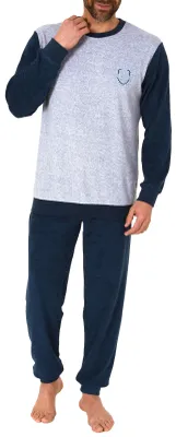 Produktbild von Herren Frottee Pyjama langarm Schlafanzug mit Bündchen - 212 101 13 801 ; grau-melange , 54