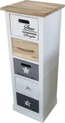 Immagine prodotto di Milani Home - mobiletto in legno con 5 cassetti, bianco, stile shabby chic, 29 x 27 x 81 cm