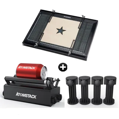 Produktbild von ATOMSTACK R3 valec pre valcové predmety s 360° otočnou gravírovacou osou 8 nastavení uhla Priemer gravírovania len 4 mm Kompatibilný s 95 % gravírovacích strojov+ voštinový stôl 380*284*22 mm