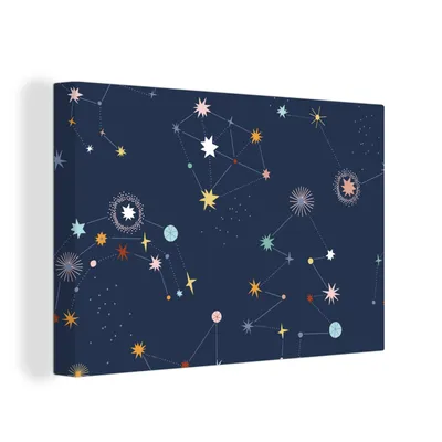 Obrázok produktu pre OneMillionCanvasses® - Maľba na plátne - Obraz na plátne Nástenná maľba na plátne - Hviezdy - Deti - Vesmír - 150x100cm - Fotografia na plátne - maľba