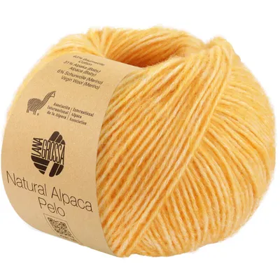 Produktbild von Lana Grossa NATURAL ALPACA PELO 50 g flauschige Netzgarnstruktur gefüllt mit Baby-Alpakafasern 125 m Farbe 028 - Dottergelb meliert