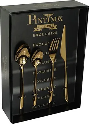 Immagine prodotto di Pinti Florence sunshine Set 24 posate oro acciaio inox 18/10 - Servizio per 6 Persone - forchetta, coltello, cucchiaio e cucchiaino - Design moderno ed elegante per tavole raffinate