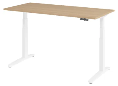 Produktbild von bümö Schreibtisch elektrisch XBHM - Größe: 160 x 80 cm, Gestell: Weiß, Nachbildung: Eiche
