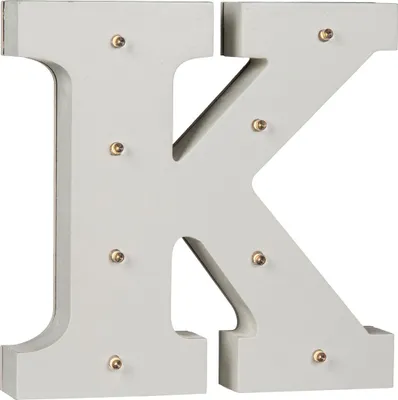 Produktbild von Beleuchtete Holz Buchstaben & -Zeichen und Zahlen mit LEDs ca. 16 cm, Modell:K