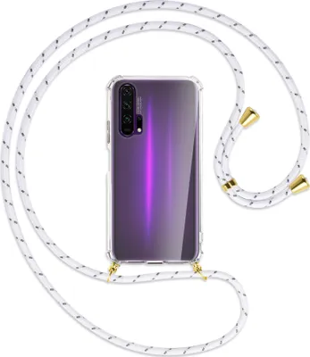 Produktbild von Handykette Backcover-Schutzhülle mit Band (Metall goldfarben) für Honor 20 Pro - weiß/grau