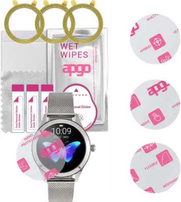 Produktbild von apgo 3 Stück Schutzglas, klar, kompatibel mit Watchmark Fashionwatch WKW10 Smartwatch, Hybrid 8H, Ersatz für Hartglas, Displayschutzglas, Bildschirmschutz, Displayschutz, kratzfest