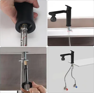 Produktbild von Flexibler Waschbeckenarmatur - 360° Rotation - Modern Schwarz - Edelstahl