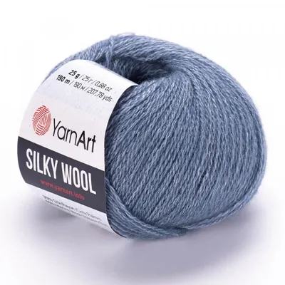 Produktbild von YarnArt Silky Wool 331 – Luxusgarn in Seidenoptik, weiches Wollmischgarn in Grau-Blau, ideal für Stricken & Häkeln, 25g