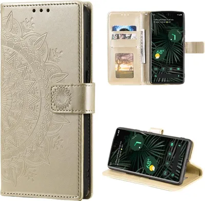 Produktbild von Hülle für Google Pixel 6 Pro Handyhülle Tasche Flip Case Cover Etui Mandala Gold