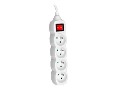 Obrázok produktu pre Predlžovací kábel TRACER PowerCord 3,0 m (4 zásuvky, vypínač, biely)