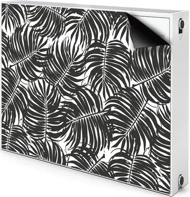 Obrázek produktu pro Magnetický kryt radiátoru Kryt radiátoru 80x60 cm - černý, listy