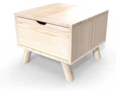 Produktbild von Skandinavischer Nachttisch aus Massivholz Viking mit Schublade - Naturlack