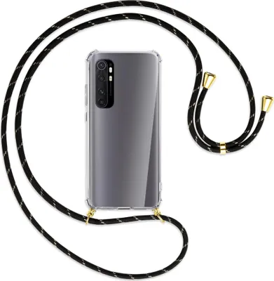 Produktbild von Handykette Backcover-Schutzhülle mit Band (Metall goldfarben) für Xiaomi Mi Note 10 Lite - schwarz/gold