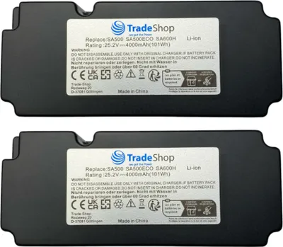 Produktbild von 2x Trade-Shop Li-Ion Akku 25,2V / 4000mAh kompatibel mit Yard Force SA900 SA900B SA900ECO SA1000 SA1500 X50i ersetzt 862617 862618 0862622 0862622001