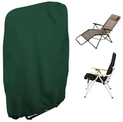 Image de Housse de protection pour chaises de jardin – 72 x 92 x 120 cm – imperméable – tissu Oxford 210D – pour chaises de jardin empilables – résistante aux UV – avec cordon de serrage – avec poche