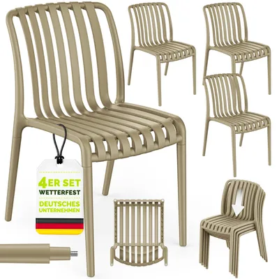 Produktbild von tillvex® Gartenstühle 4er Set Stapelbar Wetterfest | Outdoor Stühle bis 120kg belastbar | Gartenstühle Outdoor | Terrassenstuhl Gartenmöbel Balkon Garten Terrasse