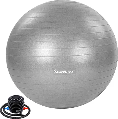 Obrázok produktu pre MOVIT Gymnastická lopta s nožnou pumpou, 55 cm, sivá