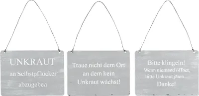 Produktbild von 3er Set Wandbilder Sprüche 18x13cm Schilder Gartendeko Türschild Betonoptik Grau