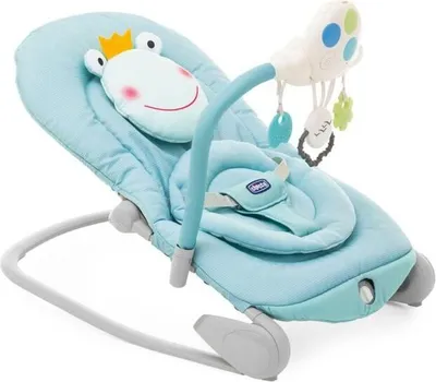 Immagine prodotto di Sdraietta Chicco Balloon, design Froggy, musica e vibrazioni, fino a 18 kg, con arco giochi