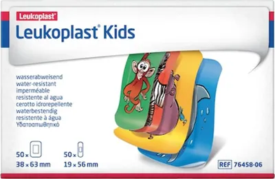 Zdjęcie produktu dla Paski dla dzieci Leukoplast 38x63mm/19x56mm po 50 szt. 100 szt