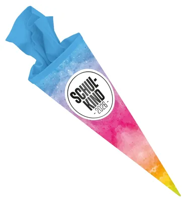 Produktbild von ITENGA Schultüte 70cm rund - Regenbogen Wasserfarben - Schulkind 2026