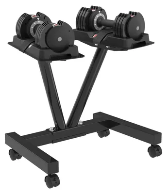Image de Support pour haltères sur roulettes - Capacité de charge : 100 kg - Rangement compact