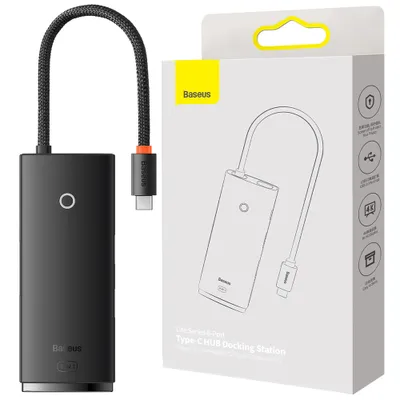 Zdjęcie produktu dla Baseus WKQX050001, USB Type-C, HDMI, USB 3.2 Gen 1 (3.1 Gen 1) Type-A, USB Type-C, MicroSD (TransFlash), SD, 5000 Mbit/s, 2160p, Czarny