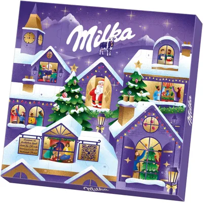 Produktbild von Milka Adventszauberkalender, Alpenmilch-Schokolade mit Dorfmotiv, 238 g