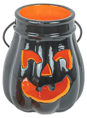Produktbild von Schwarze Halloween Kürbis Laterne aus Keramik 13cm