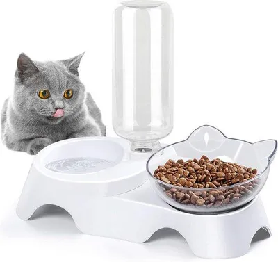 Produktbild von Famanu Futter- und Trinknapf - Automatische Futter- und Wasserstation für Katzen und kleine Hunde