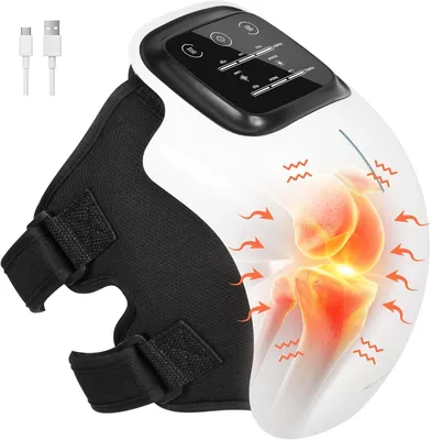 Produktbild von Elektrisches Knie-Massagegerät mit Rotlichttherapie & Wärme – Akku Massager mit Vibration & Touchscreen für Knie, Schulter & Ellbogen