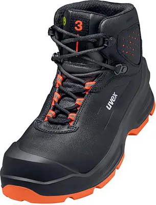 Produktbild von Uvex 3 Sicherheitsschuh S3 Schnürstiefel Weite 11, Männlich, Erwachsener, Sicherheitsschuhe, Schwarz, Orange, EN, ESD, SRC, Schnürverschluss