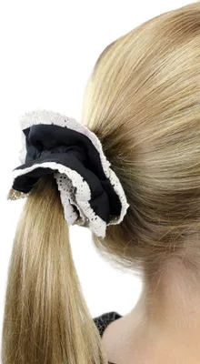 Produktbild von WIG ME UP Scrunchy Schwarz, Weiße Spitze Z012
