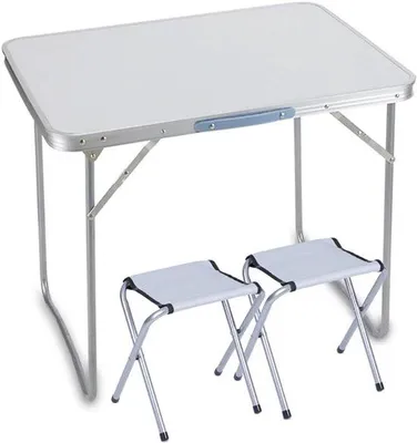 Produktbild von Famanu Klapptisch mit Hockern - Faltbare Tischlösung - 70x50x60cm