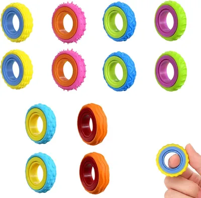 Productafbeelding van Orde ring decoratieve accessoires - Set van 12 - Sensorische ringen met 6 verschillende texturen