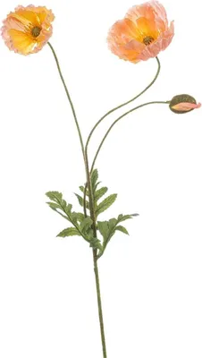 Produktbild von artplants.de Kunst Zweig Mohnblume SCHUNRA, pfirsich, 75cm - Deko Mohnblumenzweig