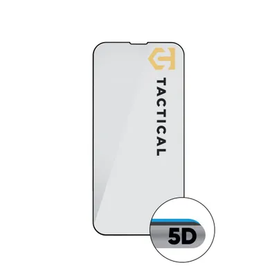 Productafbeelding van Tactische glazen beschermfolie 5D voor iPhone 13/13 Pro/14/16e, zwart